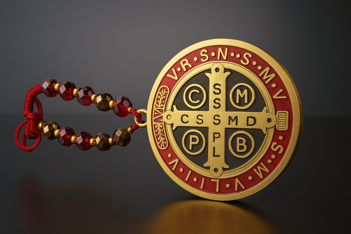 Saint Benedict Medal with Beaded Cord - Door Handle Blessing