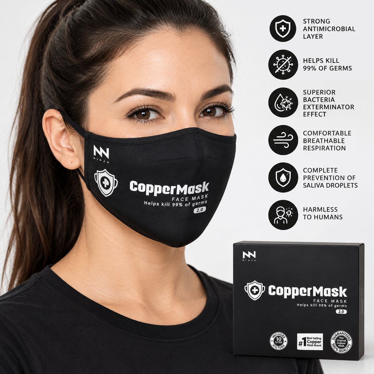 CopperMask 2.0 Reusable Face Covering Kit Made in Korea