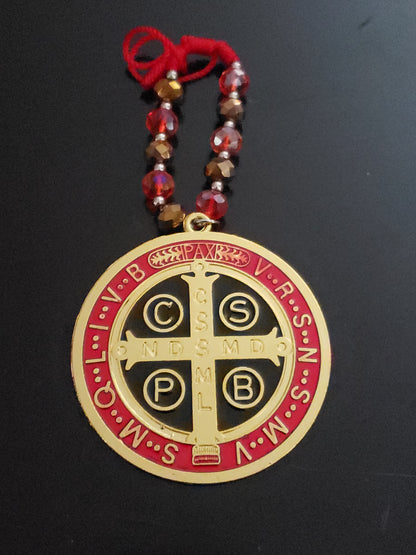 Saint Benedict Medal with Beaded Cord - Door Handle Blessing