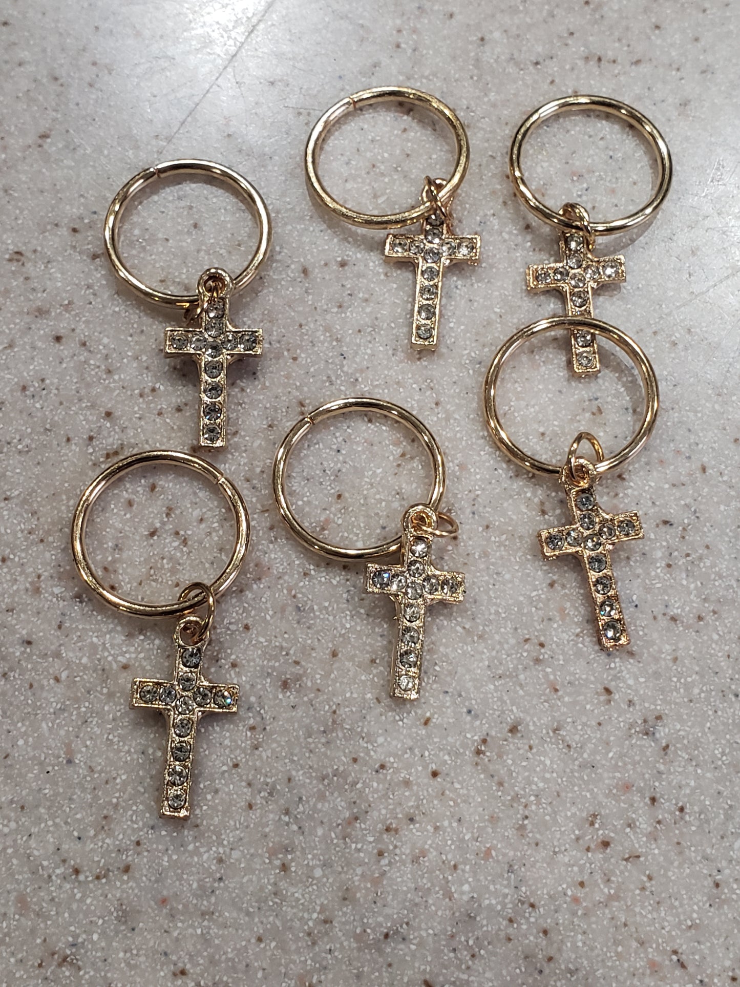 Ana Beauty Ring Hair Art Hair Cuffs with Cross Charms - Gold color - lot of 2