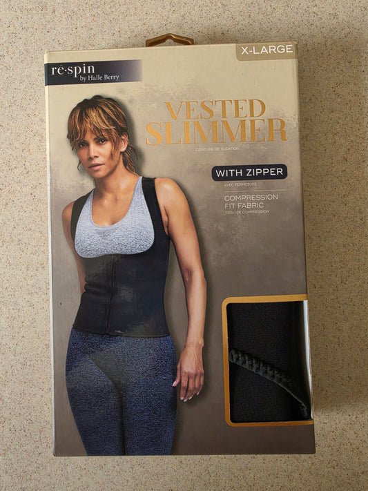 rē•spin by Halle Berry Vested Slimmer with Zipper – Compression‑Fit Shaping Vest for Core Support, Sweat Enhancement & Waist Sculpting – Size XL