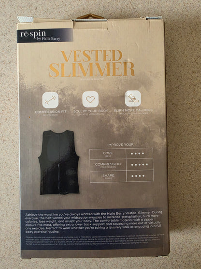 rē•spin by Halle Berry Vested Slimmer with Zipper – Compression‑Fit Shaping Vest for Core Support, Sweat Enhancement & Waist Sculpting – Size XL