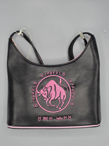 Taurus Zodiac Embroidered Shoulder Bag - 9.5" x 6" x 3"