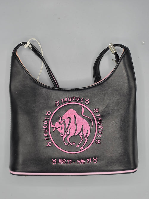 Taurus Zodiac Embroidered Shoulder Bag - 9.5" x 6" x 3"