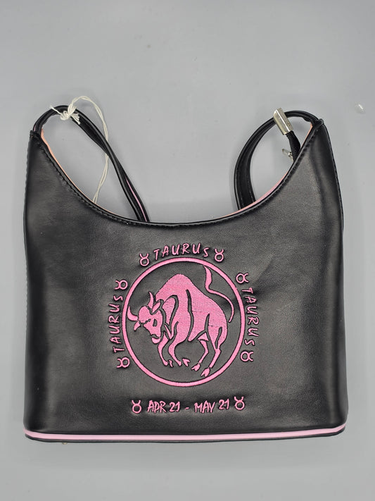 Taurus Zodiac Embroidered Shoulder Bag - 9.5" x 6" x 3"