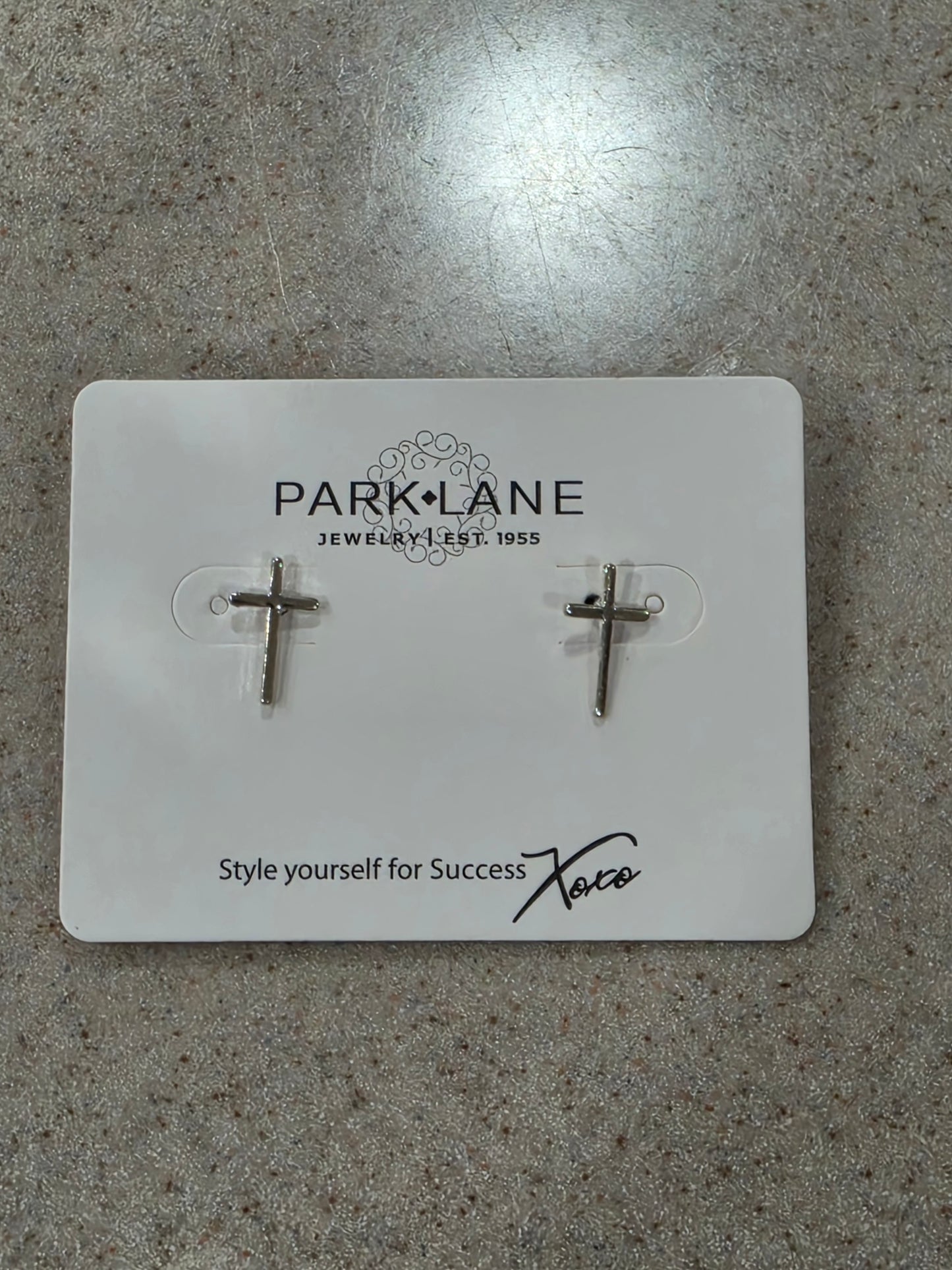Park Lane “Eternity” Silver Cross Stud Earrings