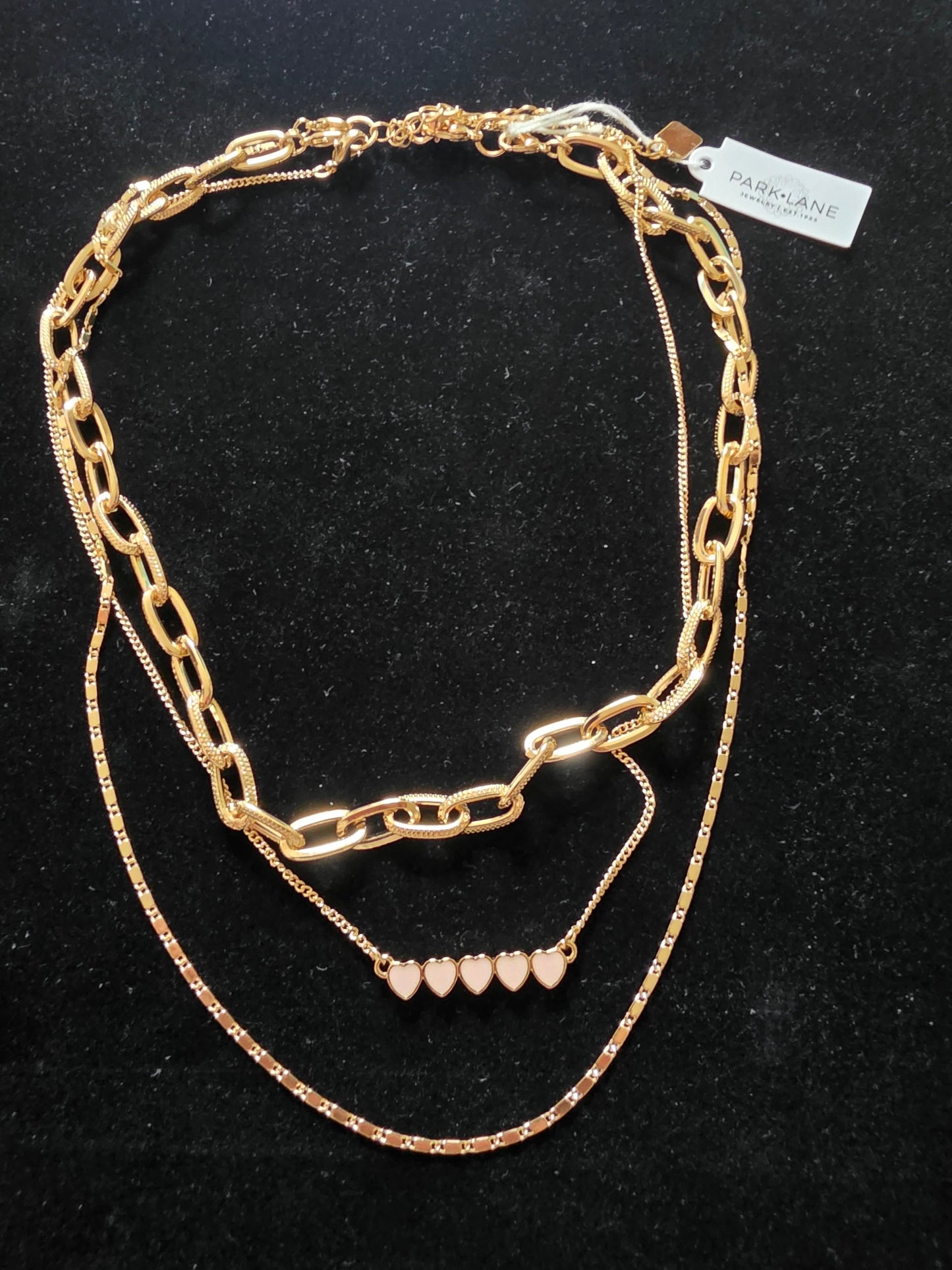 Park Lane Blushing 3-in-1 Gold Tone Layered Necklace with Heart Bar Pendant