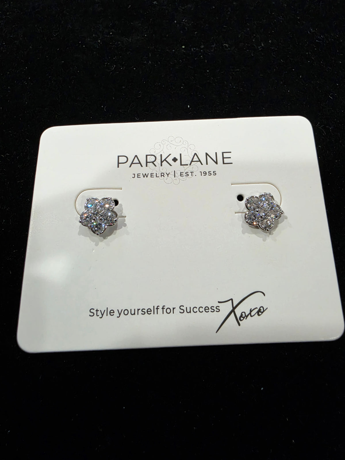 Park Lane Crystal Flower Stud Earrings | Silver Sparkle Floral Jewelry