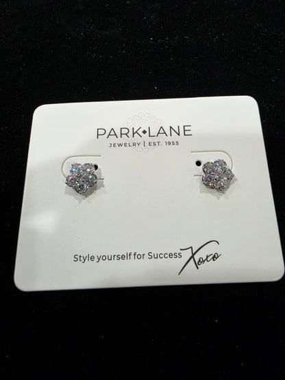 Park Lane Crystal Flower Stud Earrings | Silver Sparkle Floral Jewelry