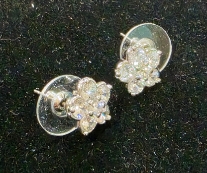 Park Lane Crystal Flower Stud Earrings | Silver Sparkle Floral Jewelry