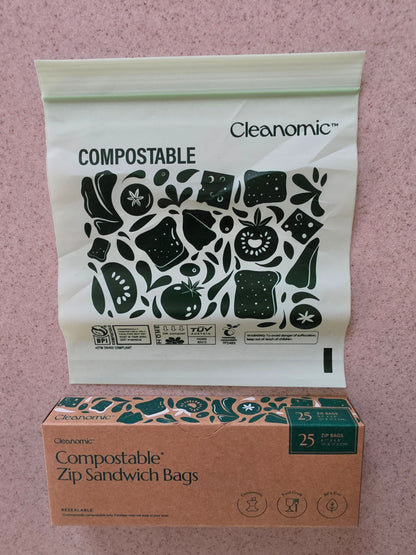 Cleanomic® Compostable Zip Sandwich Bags (25 Count)