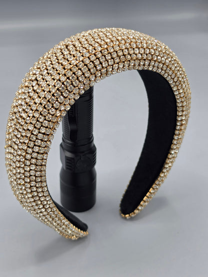 Luxury Crystal Rhinestone Padded Headband Sparkling Statement Hair Accessory for Women