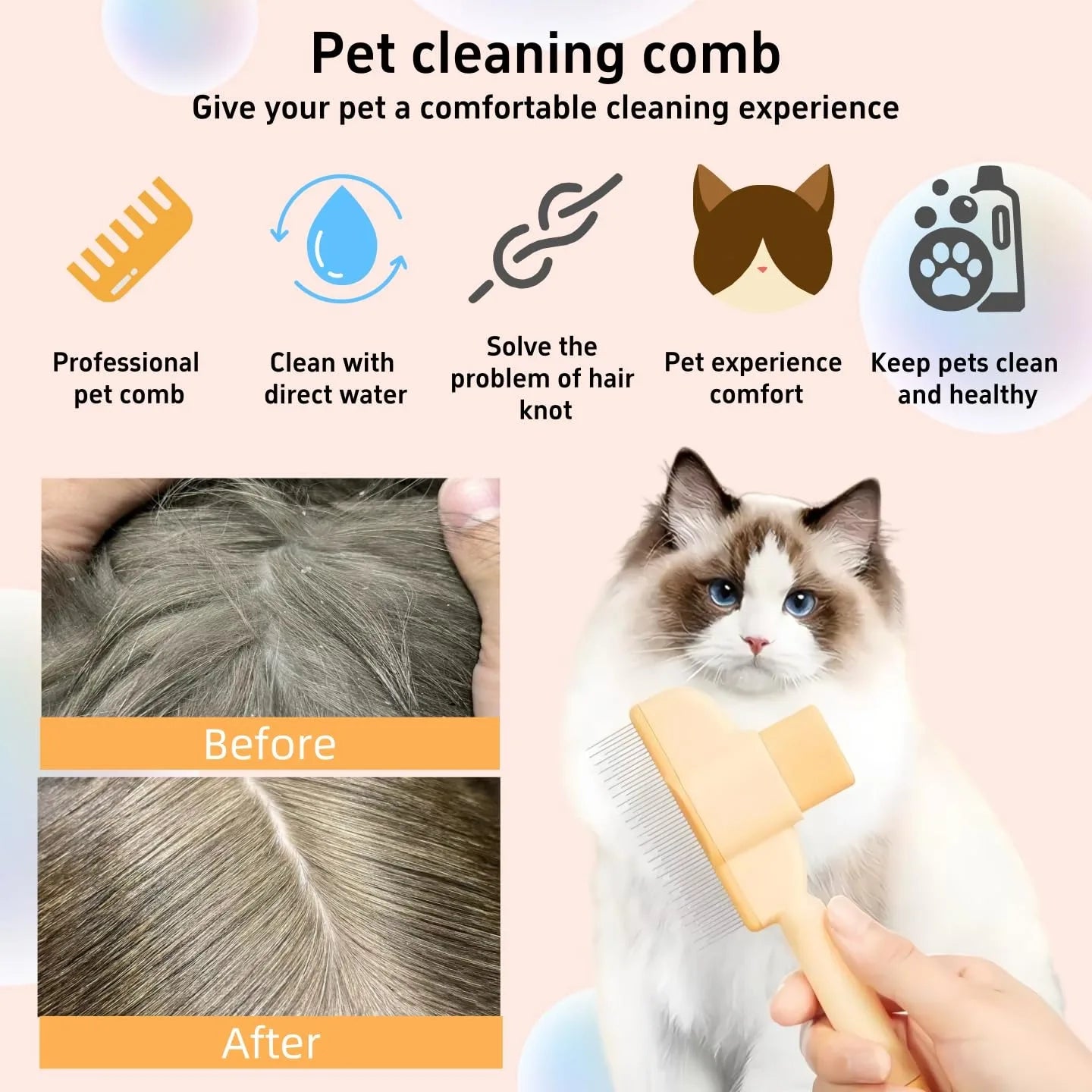 Hair & Flea Comb - For Cats and Dogs.