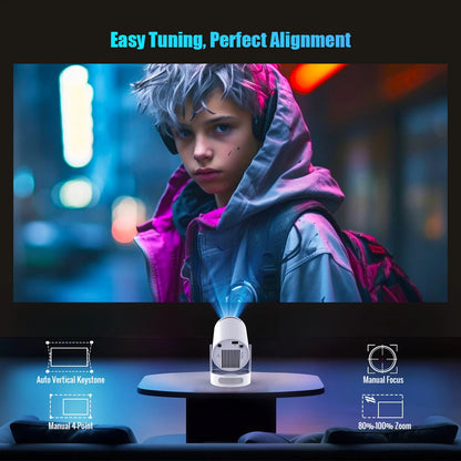 Projector HY300 Pro with WiFi & Bluetooth | 720P HD + 4K Support | Air Mouse Remote | Indoor/Outdoor Home Theater