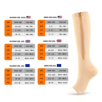 Zipper Compression Socks for Men and Women