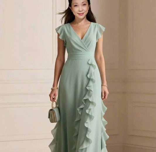 Ruffled Surplice Maxi Dress