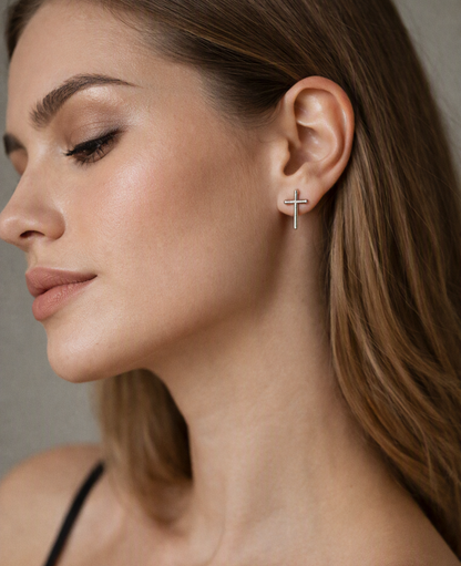 Park Lane “Eternity” Silver Cross Stud Earrings