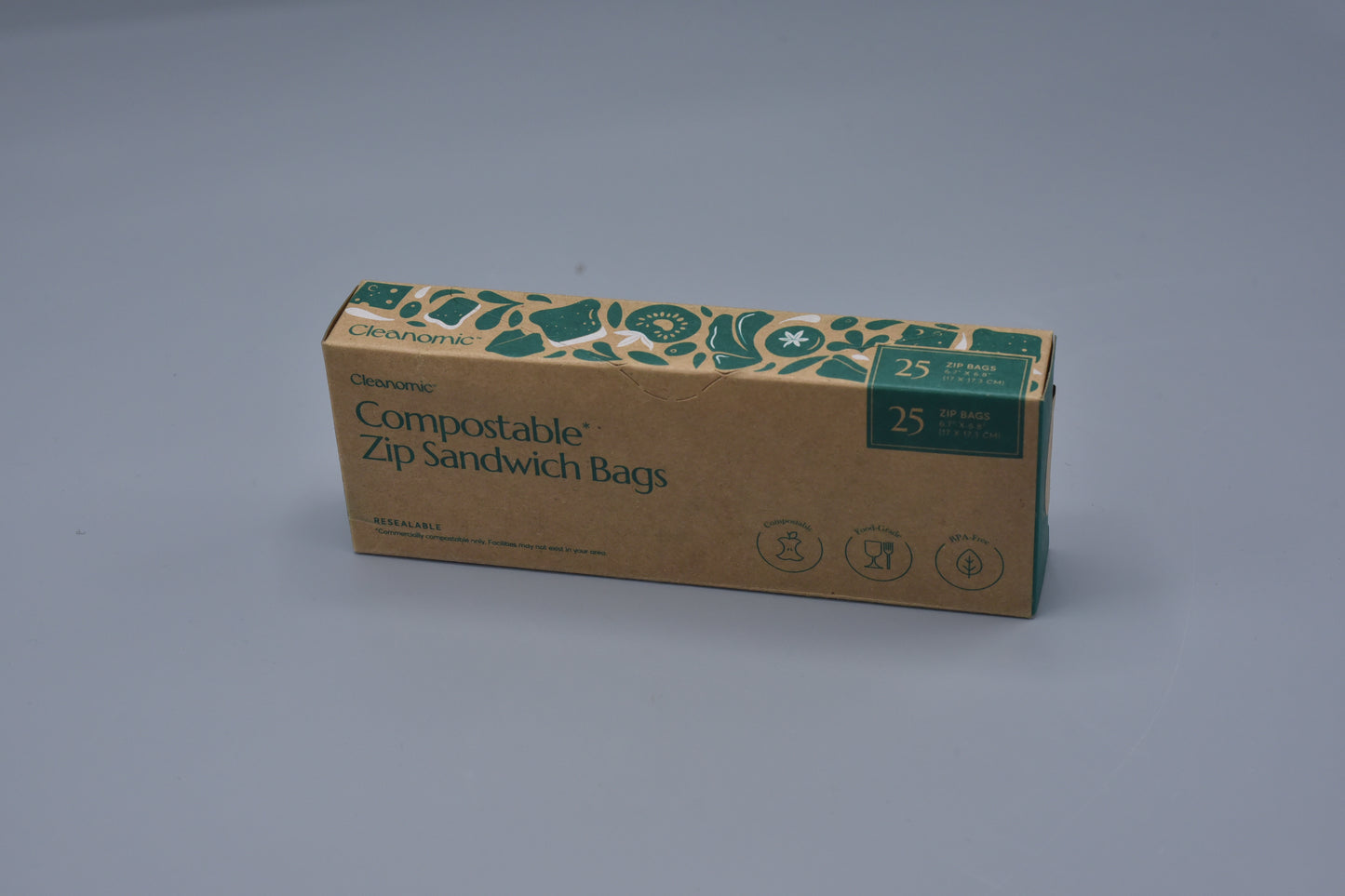 Cleanomic® Compostable Zip Sandwich Bags (25 Count)