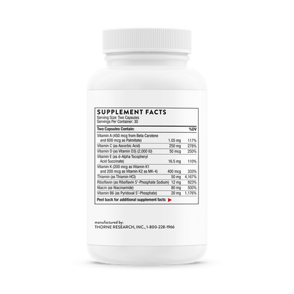 Thorne Basic Nutrients 2/Day – 30 or 60 Servings - GLP-1 Support Multivitamin