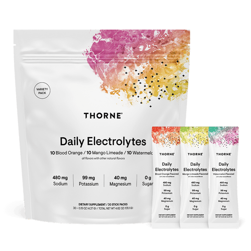 Thorne Daily Electrolytes Variety Pack Mix - 10 Blood Orange, 10 Manage Limeade, 10 Watermelon