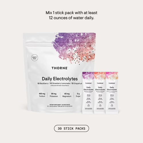 Thorne Daily Electrolytes Variety Pack Mix II - 10 Blackberry, 10 Strawberry Lemonade, 10 Grapefruit