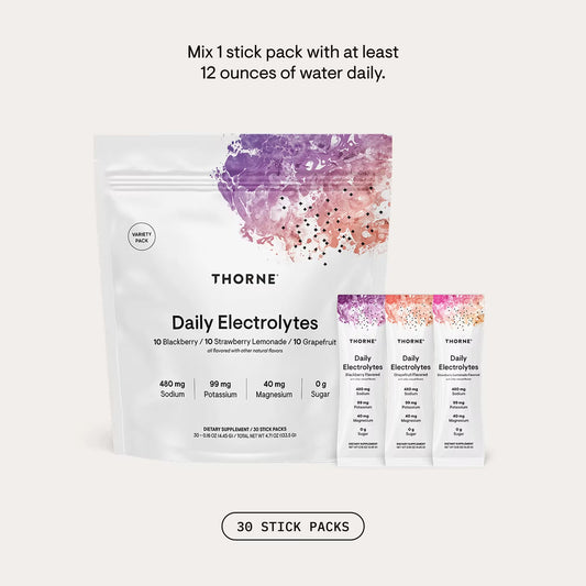 Thorne Daily Electrolytes Variety Pack Mix II - 10 Blackberry, 10 Strawberry Lemonade, 10 Grapefruit