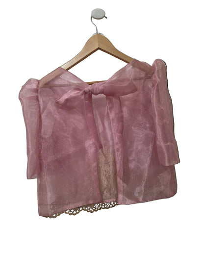 Sheer Pink Filipiniana Bolero with Bow & Lace