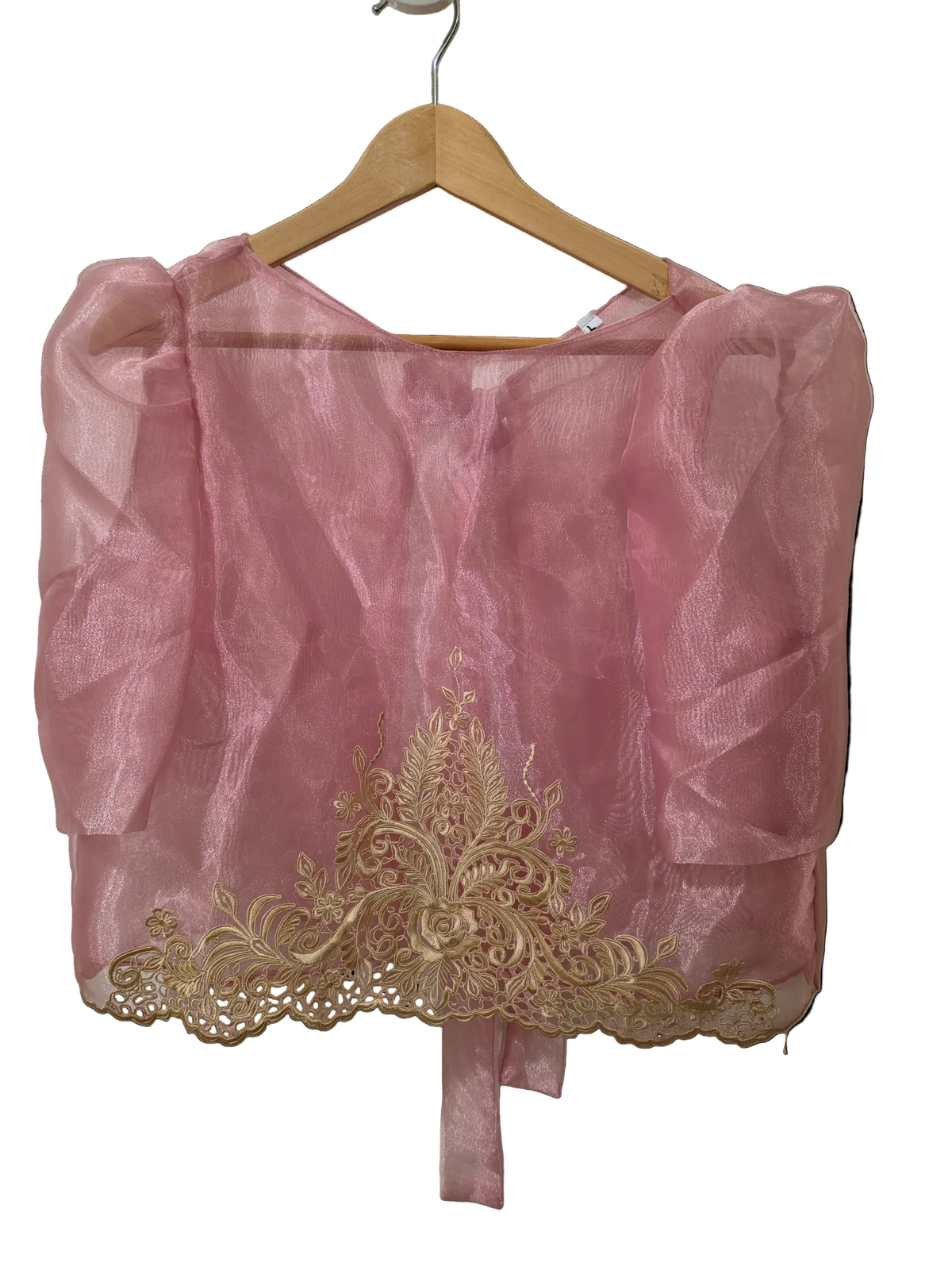 Sheer Pink Filipiniana Bolero with Bow & Lace