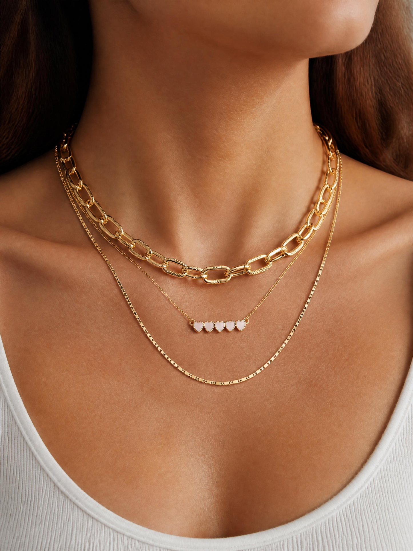 Park Lane Blushing 3-in-1 Gold Tone Layered Necklace with Heart Bar Pendant