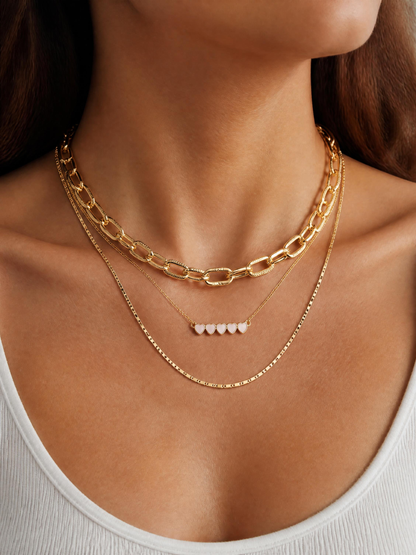 Park Lane Blushing 3-in-1 Gold Tone Layered Necklace with Heart Bar Pendant