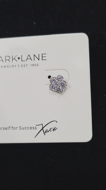 Park Lane Crystal Flower Stud Earrings | Silver Sparkle Floral Jewelry