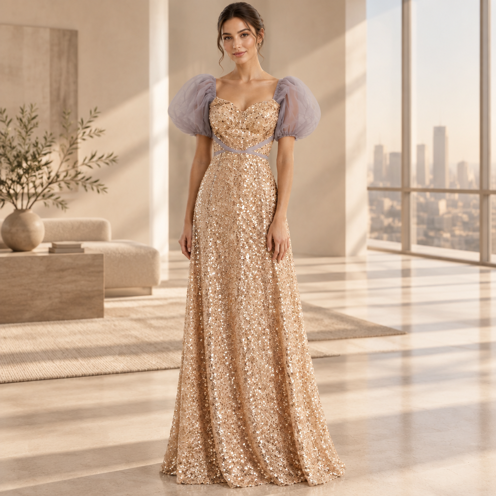 Gold Sequin Backless Bridesmaid & Evening Dress | Miss Ord | Size Large