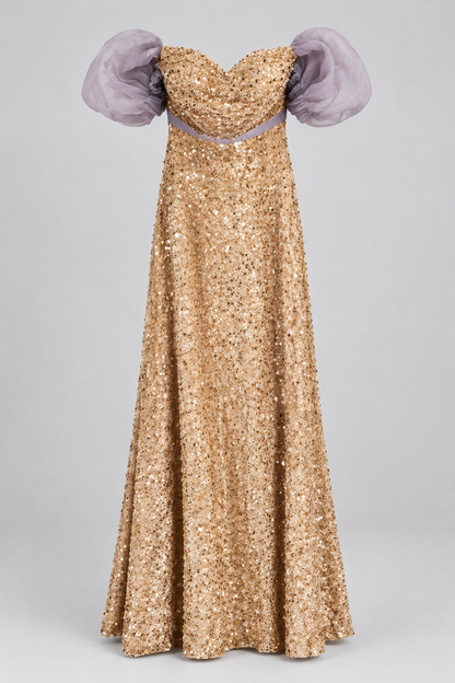 Gold Sequin Backless Bridesmaid & Evening Dress | Miss Ord | Size Large