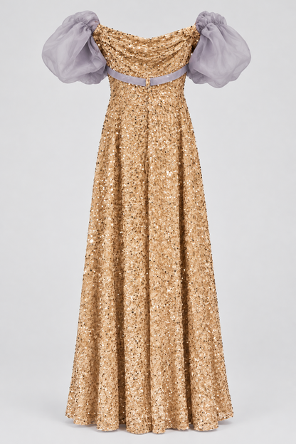 Gold Sequin Backless Bridesmaid & Evening Dress | Miss Ord | Size Large